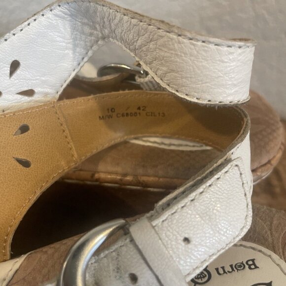 Born B.O.C ANDAYA White Leather Slingback Wedges Sandals C68001 Women 10/42M - Picture 3 of 11